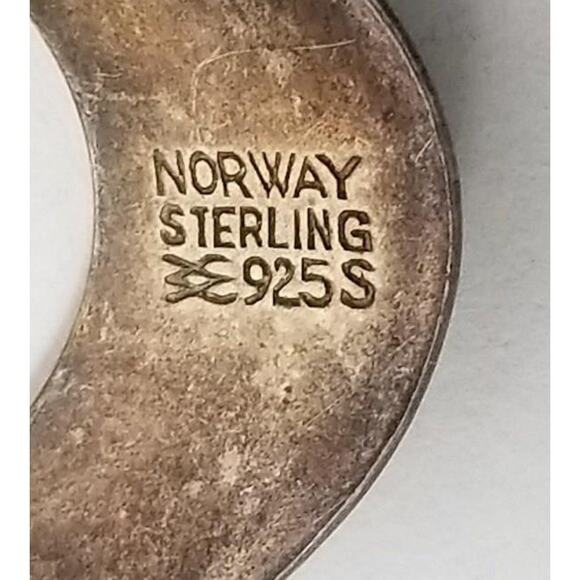 Sterling Silver Aksel Holmsen Norway Enamel Guilloche Modernist Pendant Necklace - Picture 3 of 7